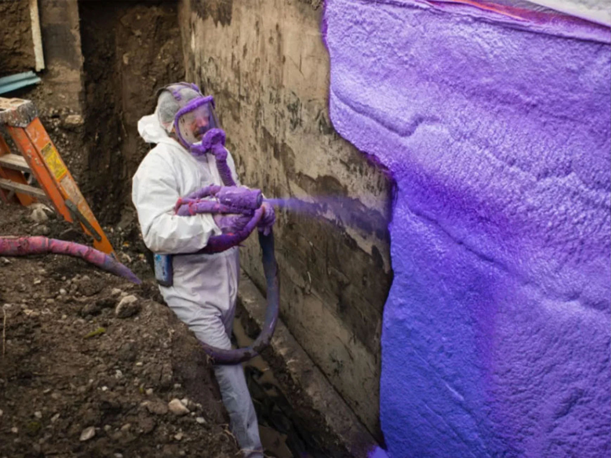 Application d’une membrane d’imperméabilisation violette